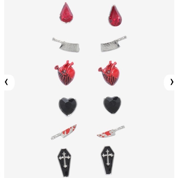 HOT TOPIC Spooky Goth Death EARRINGS 6 PAIRS! - Picture 2 of 9